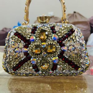 🔥 Royal Ruby Gemstone Clutch – Baroque Sparkle
