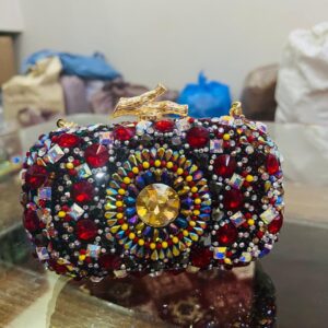 🌹 Glam Noir Crystal Clutch – Rose Gold Romance Edition