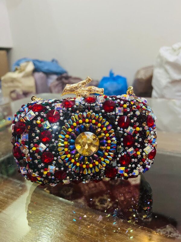 🌹 Glam Noir Crystal Clutch – Rose Gold Romance Edition