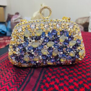 💜 Luxury Crystal Clutch – Amethyst & Gold Twilight
