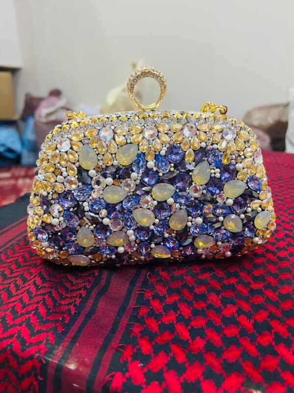 💜 Luxury Crystal Clutch – Amethyst & Gold Twilight